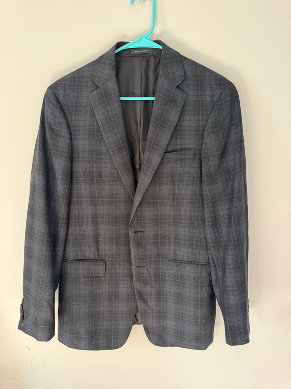 Calvin Klein Extreme Slim Fit Blazer 38R Gray Wool Windowpane Sport Coat